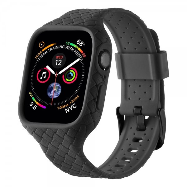 Apple Watch 45mm Ranneke Kudottu Tekstuuri Musta