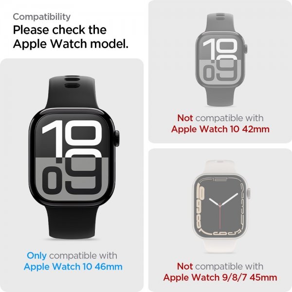 Spigen Apple Watch 46mm (Series 10/11) Näytönsuoja EliteShield EZ Fit 2-pakkaus