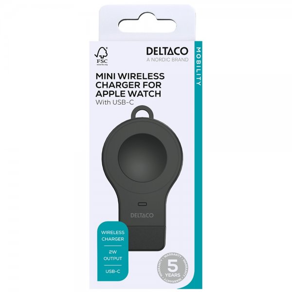 Deltaco Apple Watch -laturi, minilankalaturi USB-C