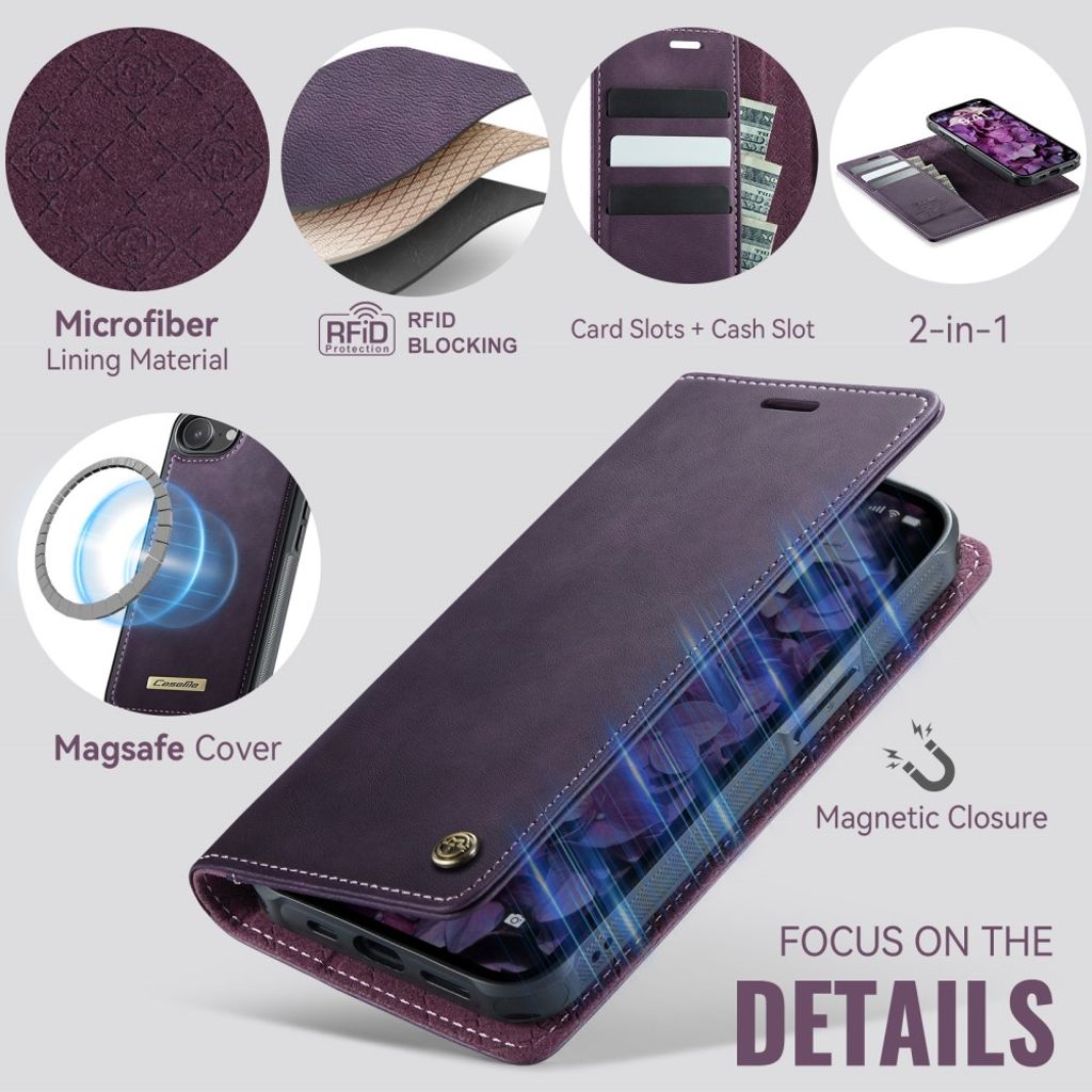 CaseMe iPhone 16e/iPhone 17e Kotelo C49 Series Violetti