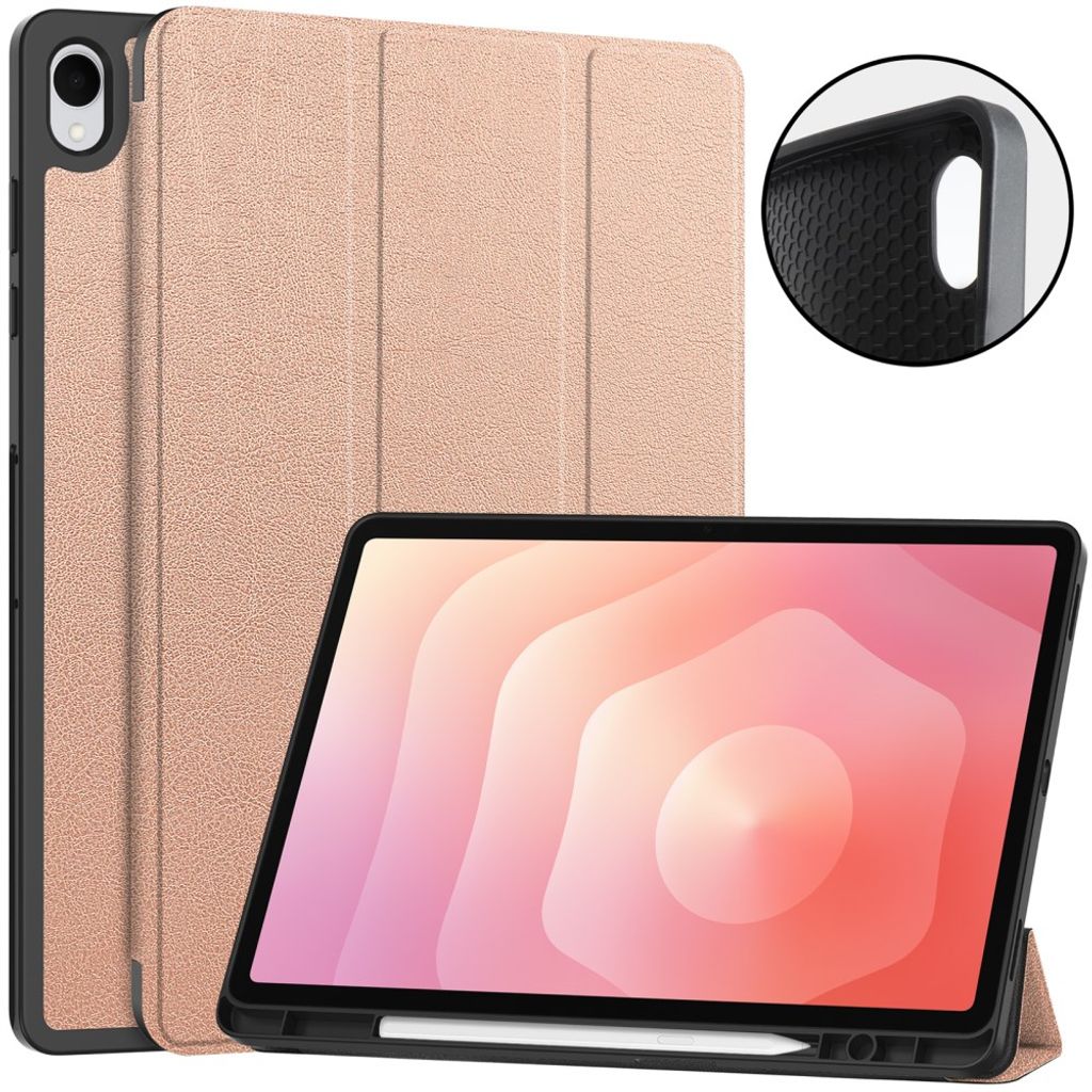 Samsung Galaxy Tab S12 Plus Kotelo Tri-Fold kynätasku Ruusukulta