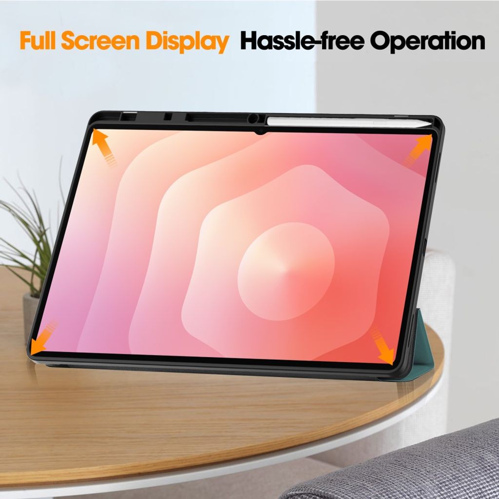 Samsung Galaxy Tab S11 Ultra/S12 Ultra Kotelo Tri-Fold Kynäloukero Vihreä
