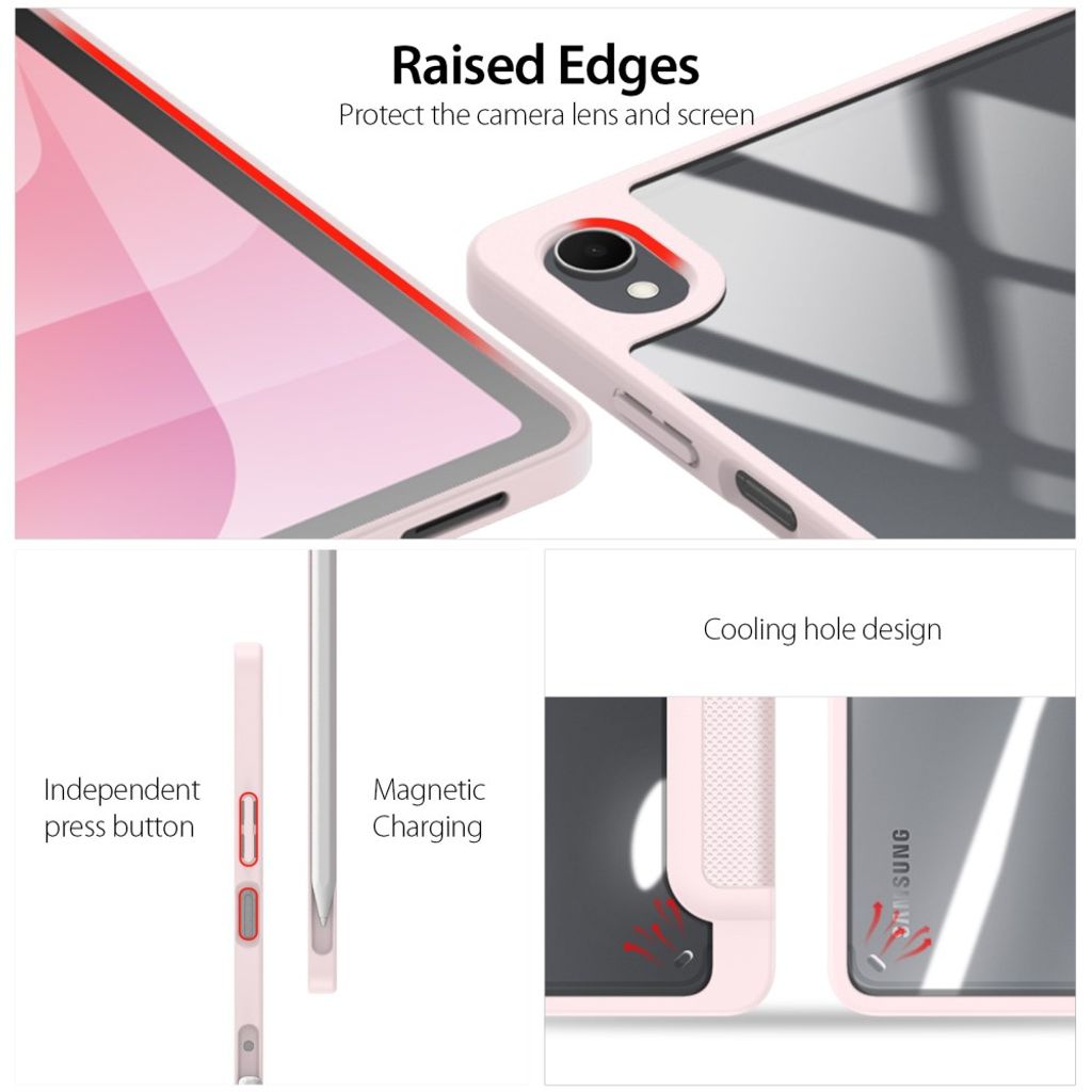 Dux Ducis Samsung Galaxy Tab S12 Plus Kotelo TOBY Series Vaaleanpunainen