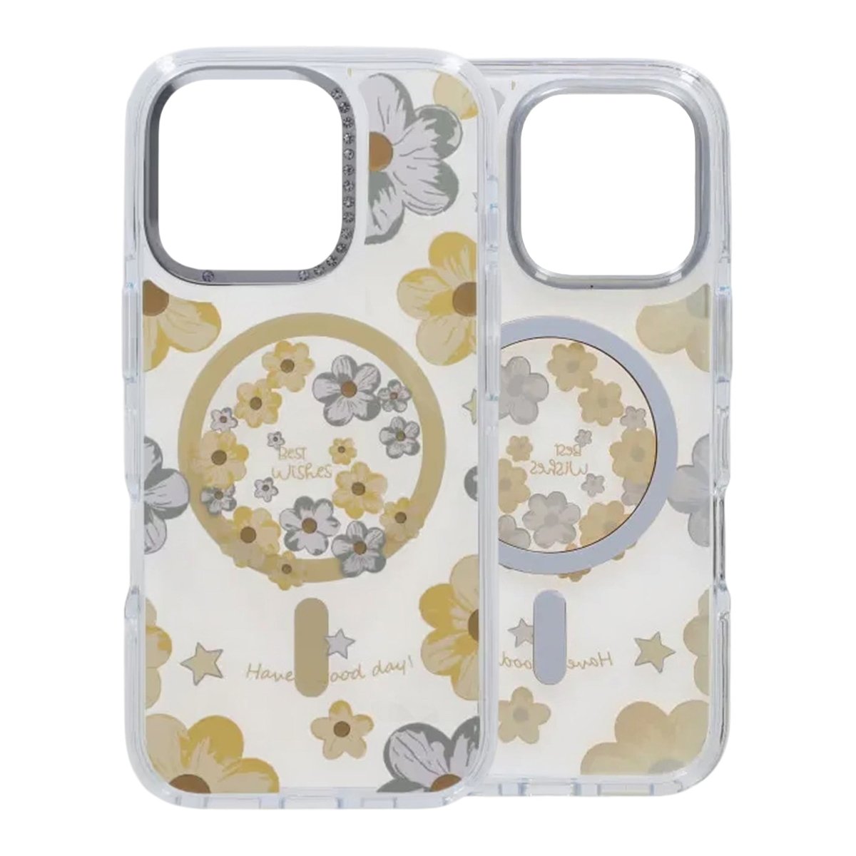 iPhone 16 Pro Kuori kukkakuvio MagSafe Keltainen