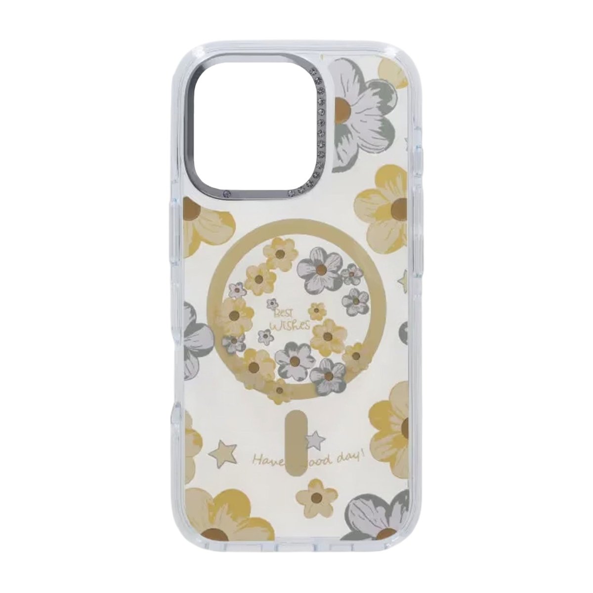 iPhone 16 Pro Max Kuori kukkakuvio MagSafe Keltainen