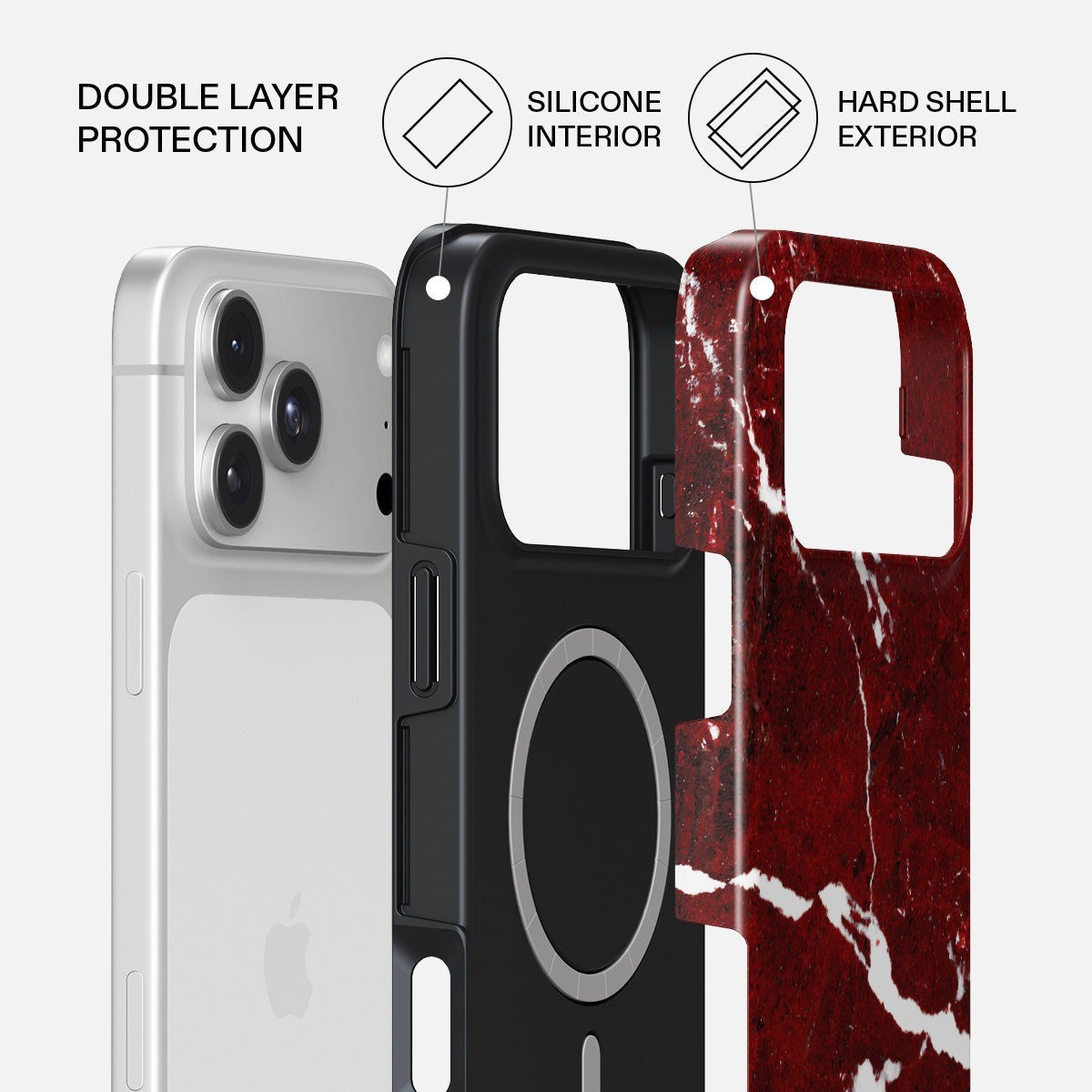 Burga iPhone 18 Pro Max Kuori Tough MagSafe Iconic Red Ruby
