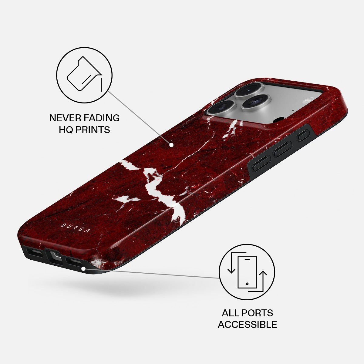 Burga iPhone 18 Pro Max Kuori Tough MagSafe Iconic Red Ruby