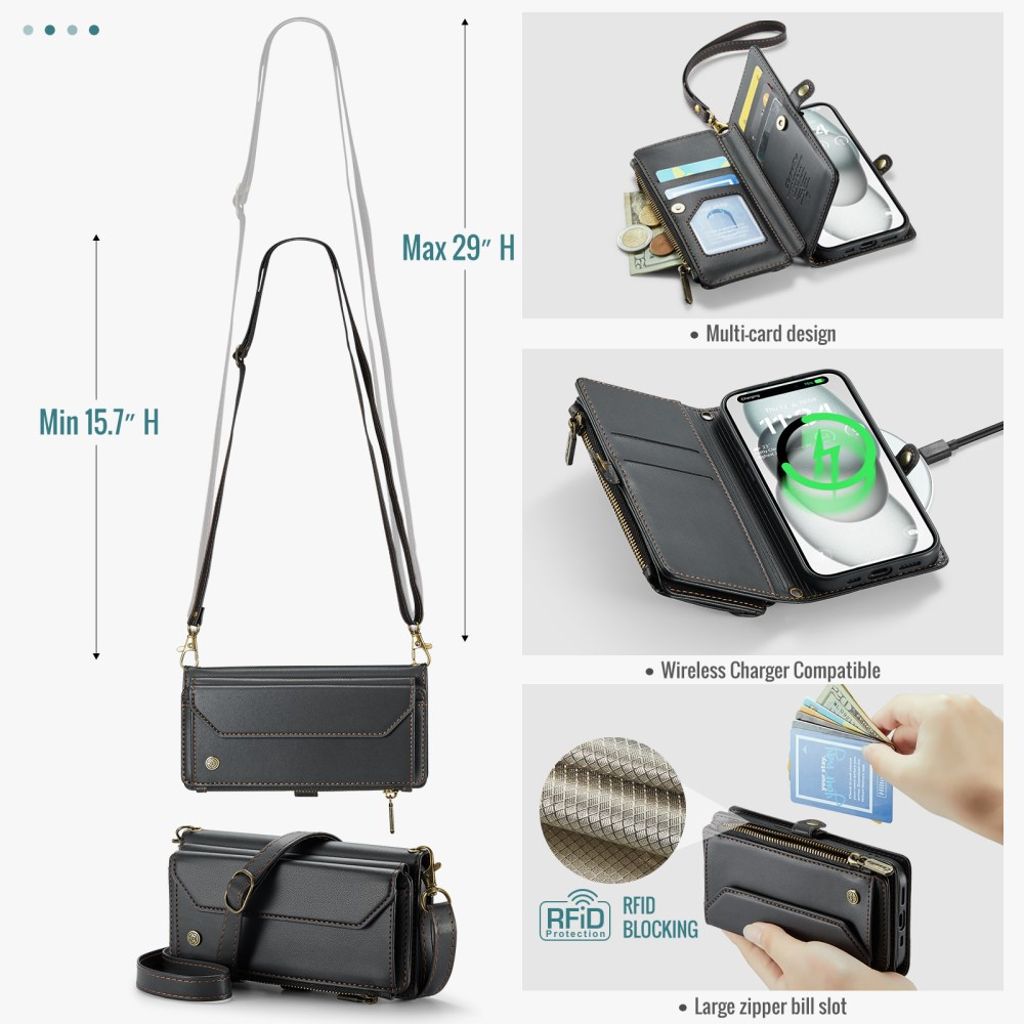 CaseMe iPhone 15 Kotelo C36 Series Musta