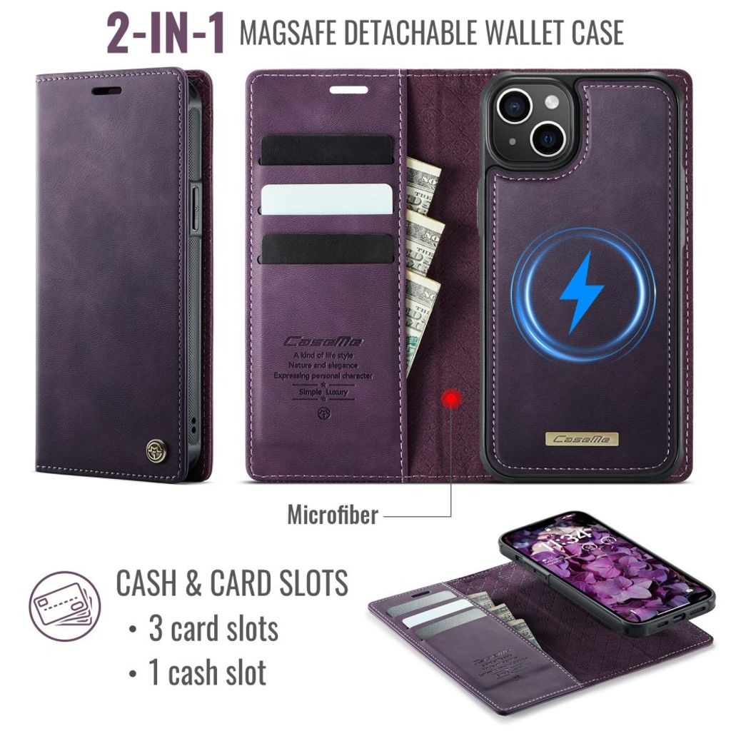 CaseMe iPhone 15 Kotelo C49 Series Violetti