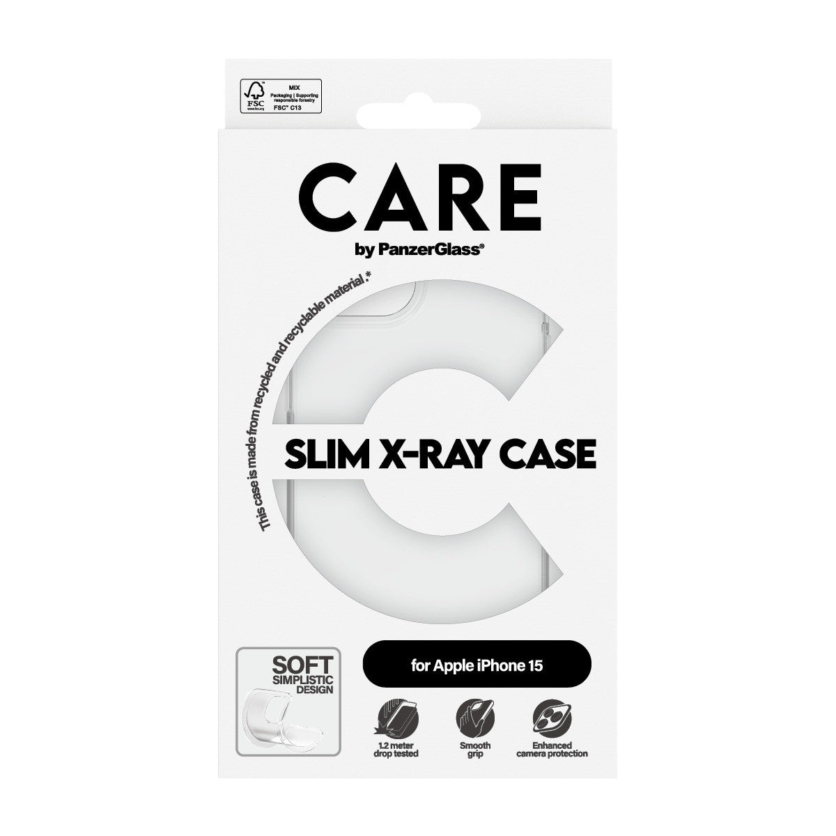 CARE by PanzerGlass iPhone 15 Kuori X-Ray Kirkas