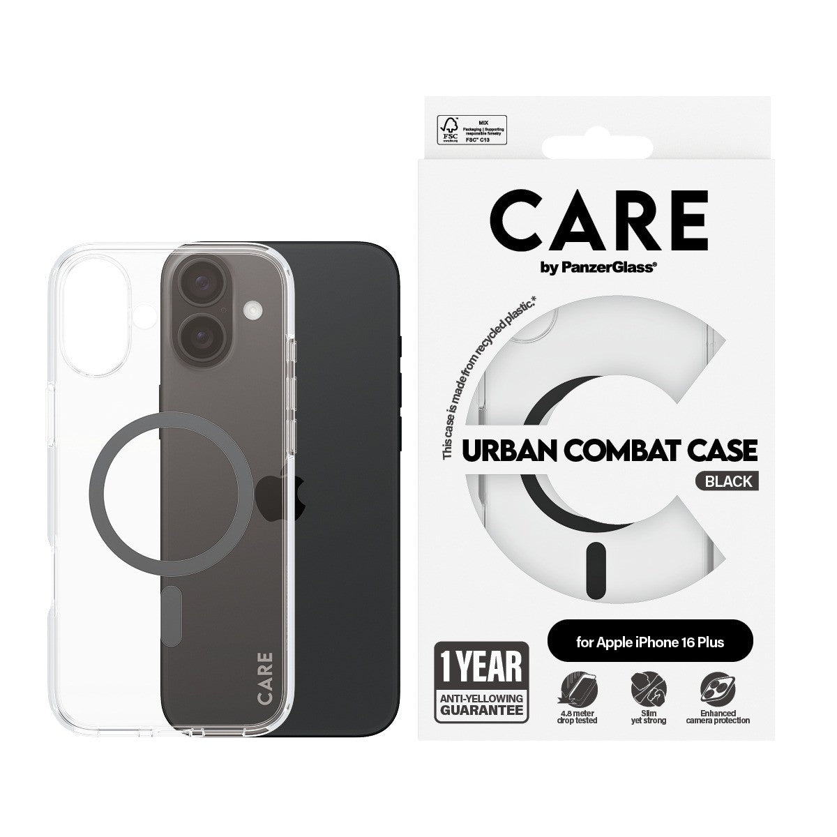 CARE by PanzerGlass iPhone 16 Plus Kuori Urban Combat MagSafe Musta