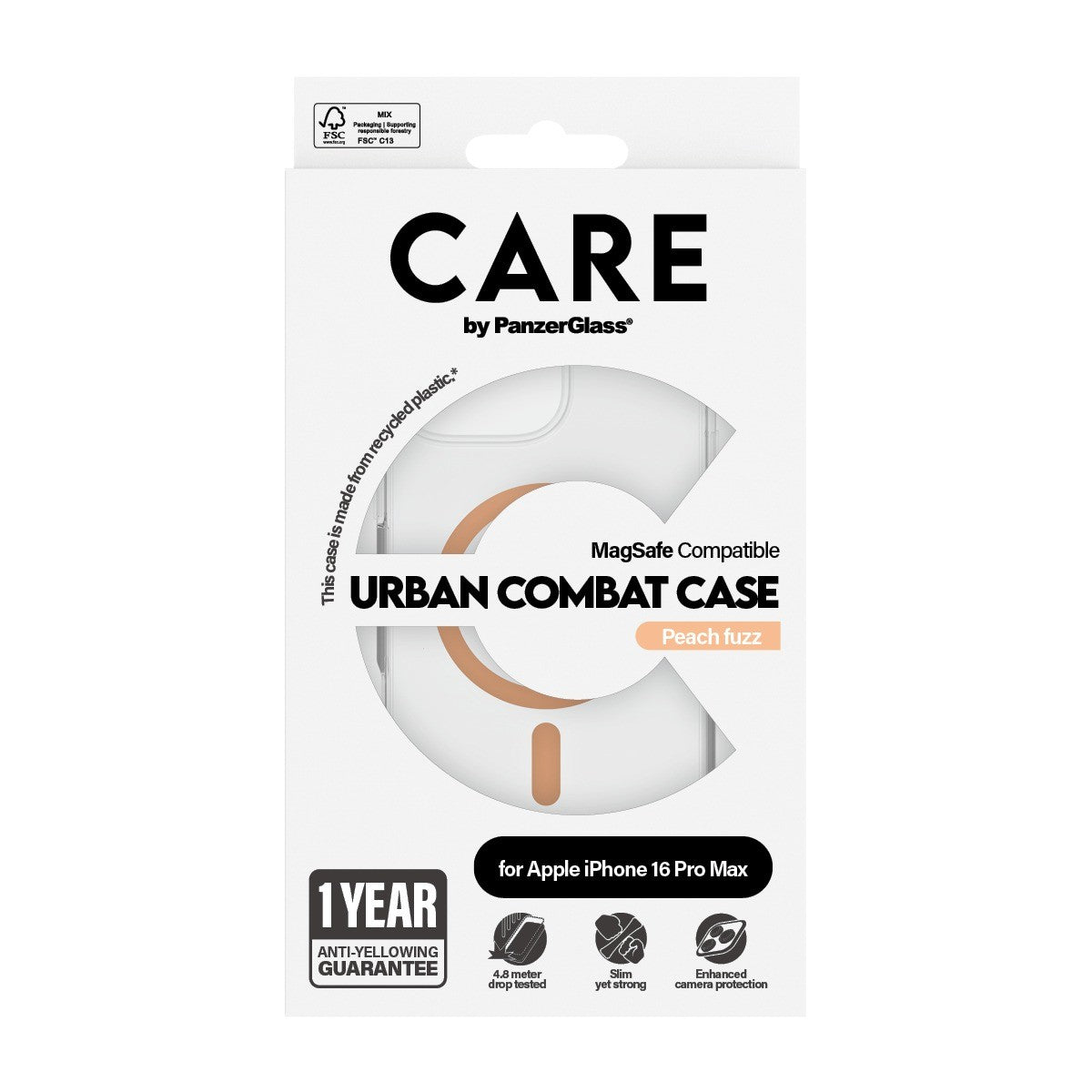 CARE by PanzerGlass iPhone 16 Pro Max Kuori Urban Combat MagSafe Peachy