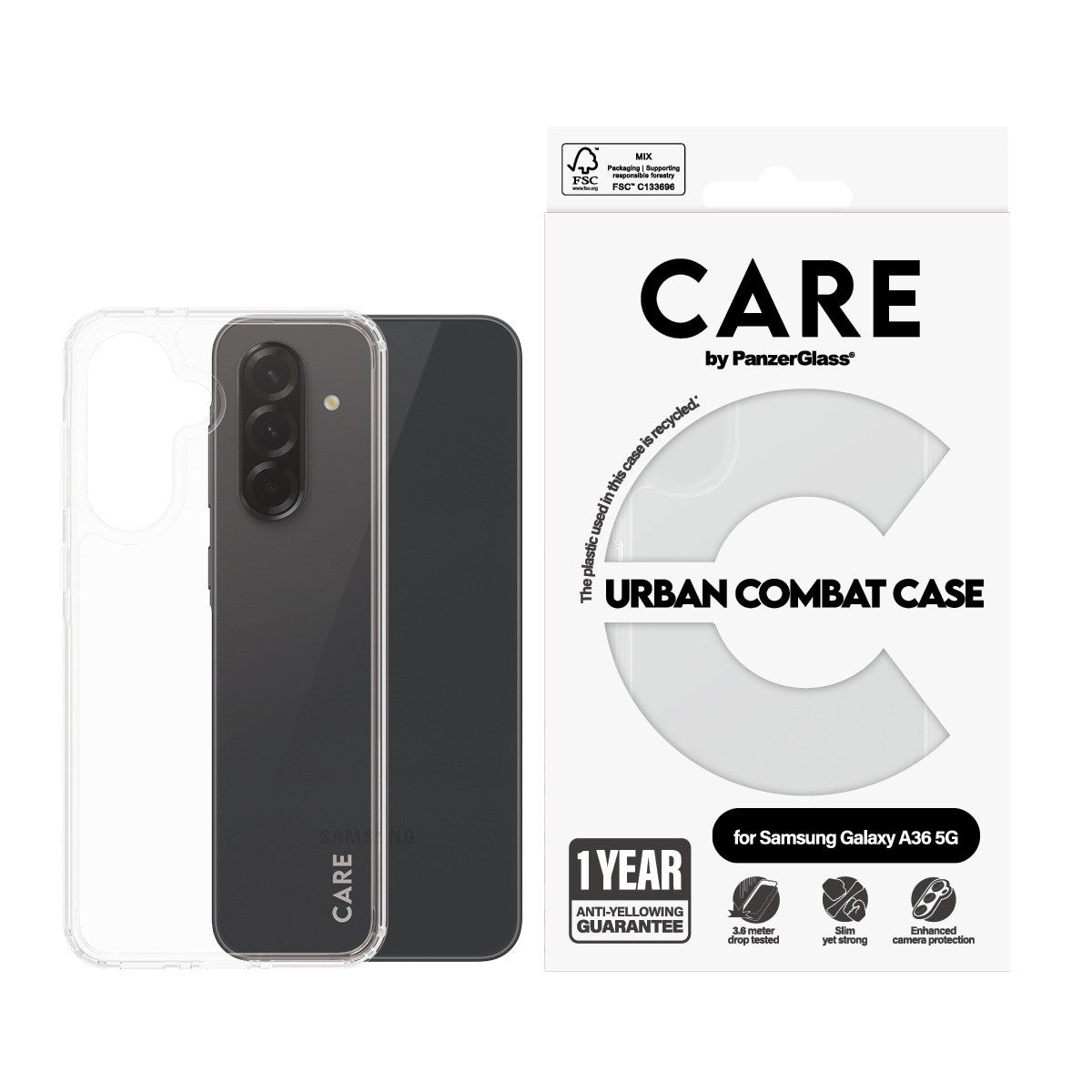 CARE by PanzerGlass Samsung Galaxy A36 Kuori Urban Combat Kirkas