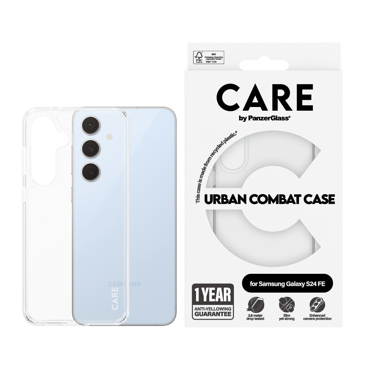 CARE by PanzerGlass Samsung Galaxy S24 FE Kuori Urban Combat Kirkas