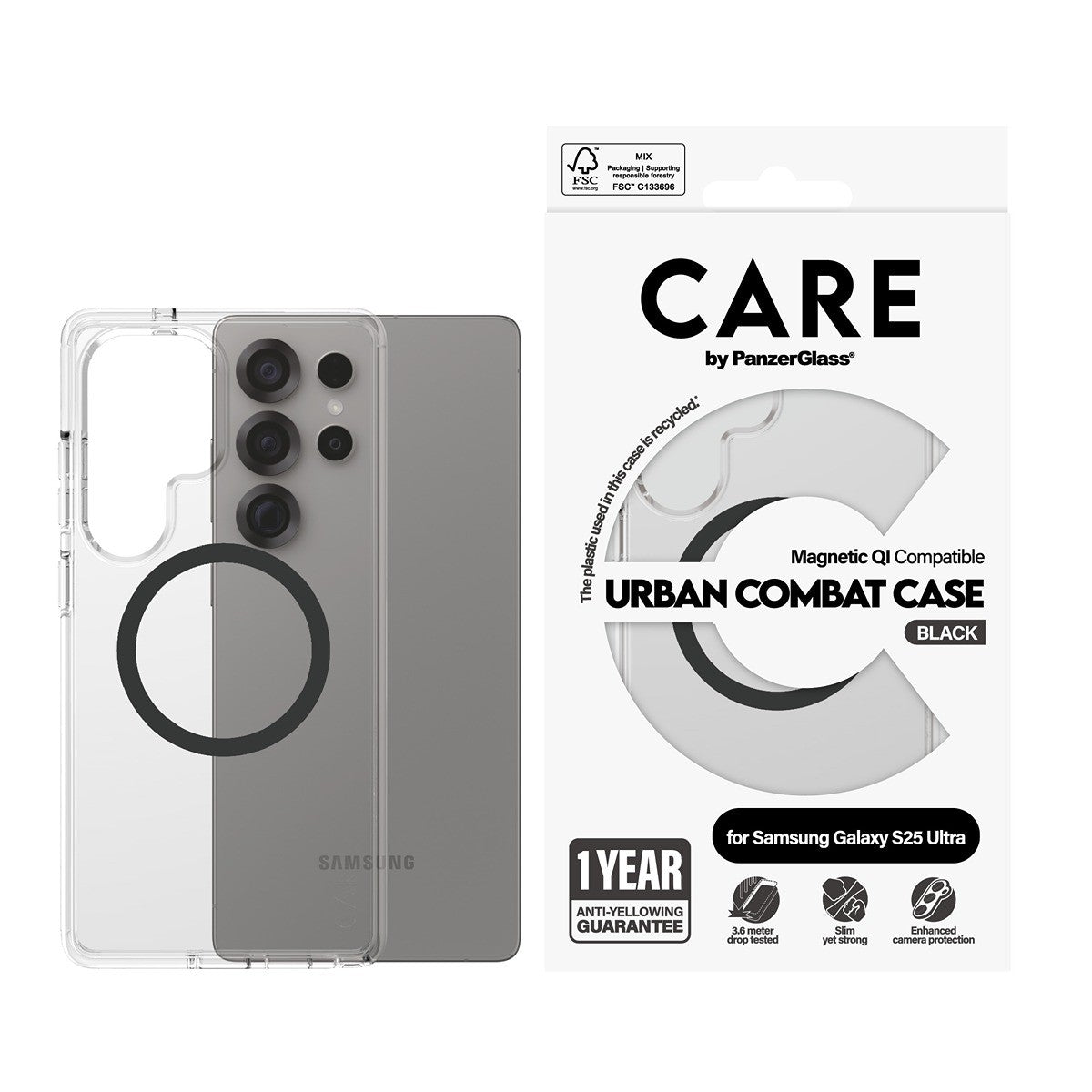 CARE by PanzerGlass Samsung Galaxy S25 Ultra Kuori Urban Combat MagSafe Musta