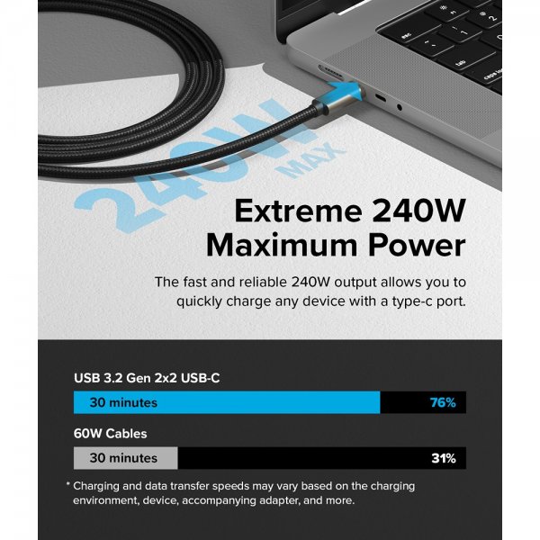 Ringke USB 3.2 Gen 2X2 USB-C 240W 1m -kaapeli