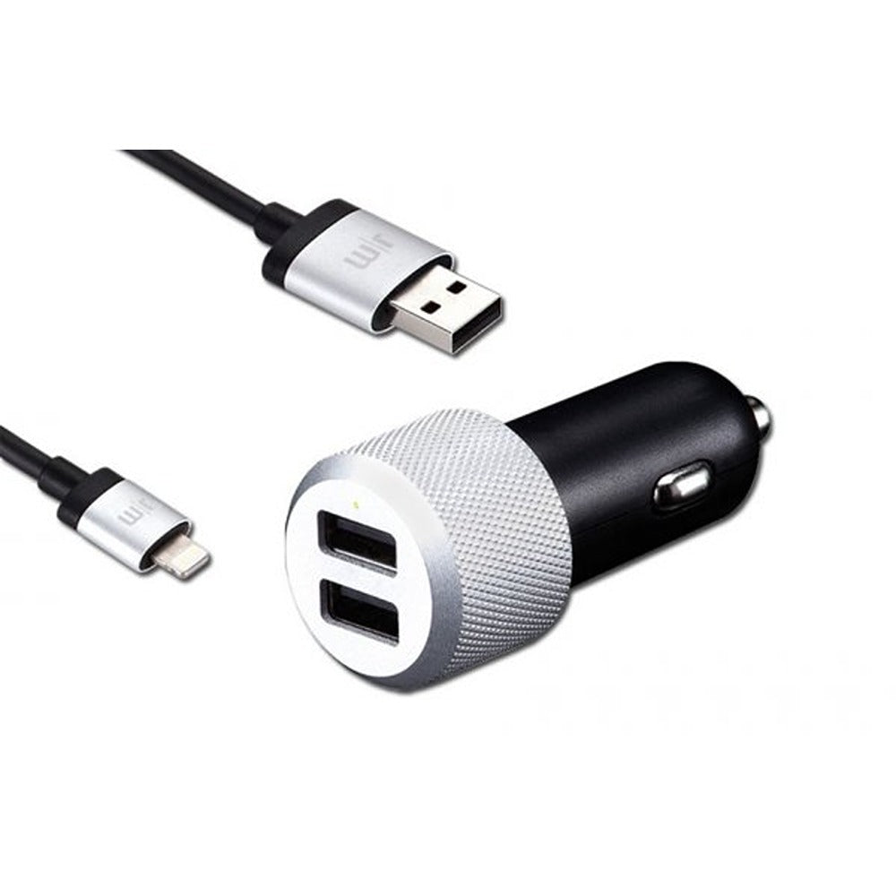Just Mobile Autolaturi Ja Lightning-kaapeli Highway Max Musta Hopea