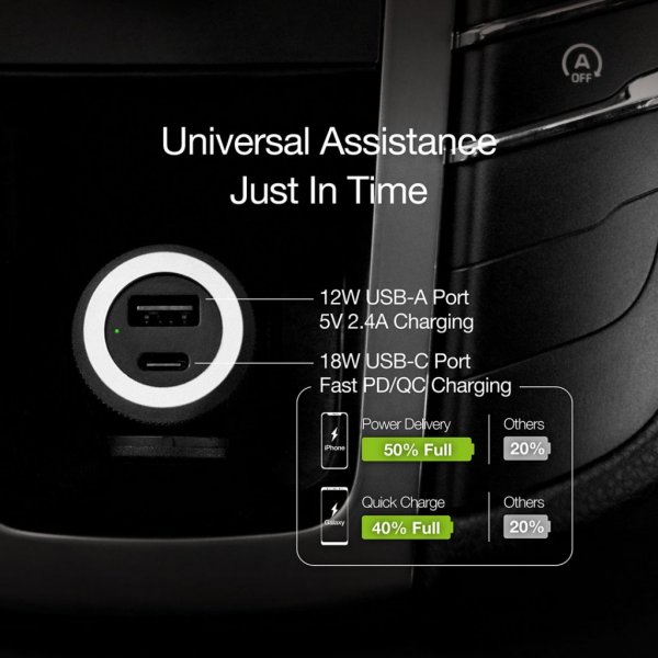 Just Mobile Highway Turbo - autolaturi USB-C–Lightning-kaapelilla