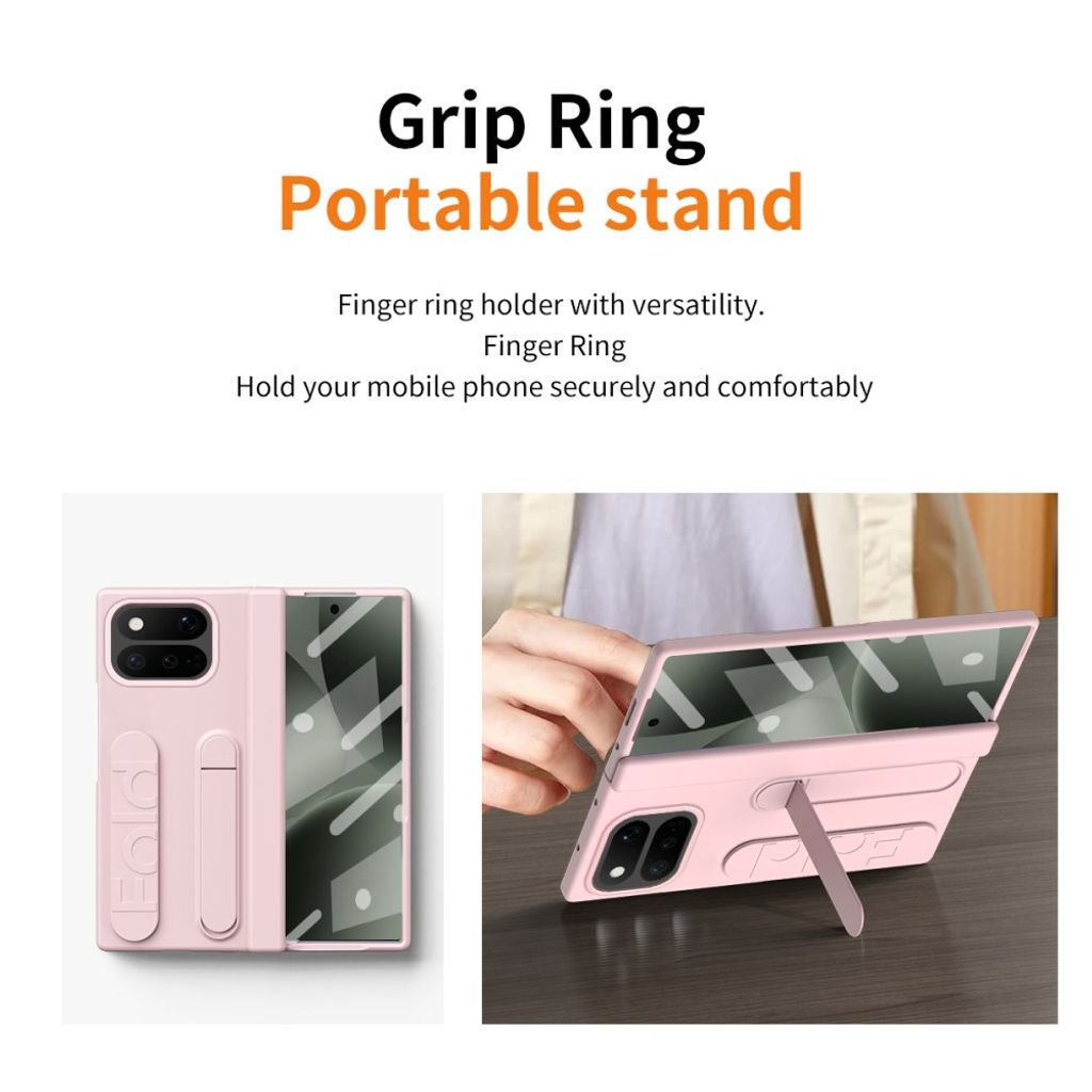 Google Pixel 11 Pro Fold Kuori Jalustalla & Kädensijailla Vaaleanpunainen