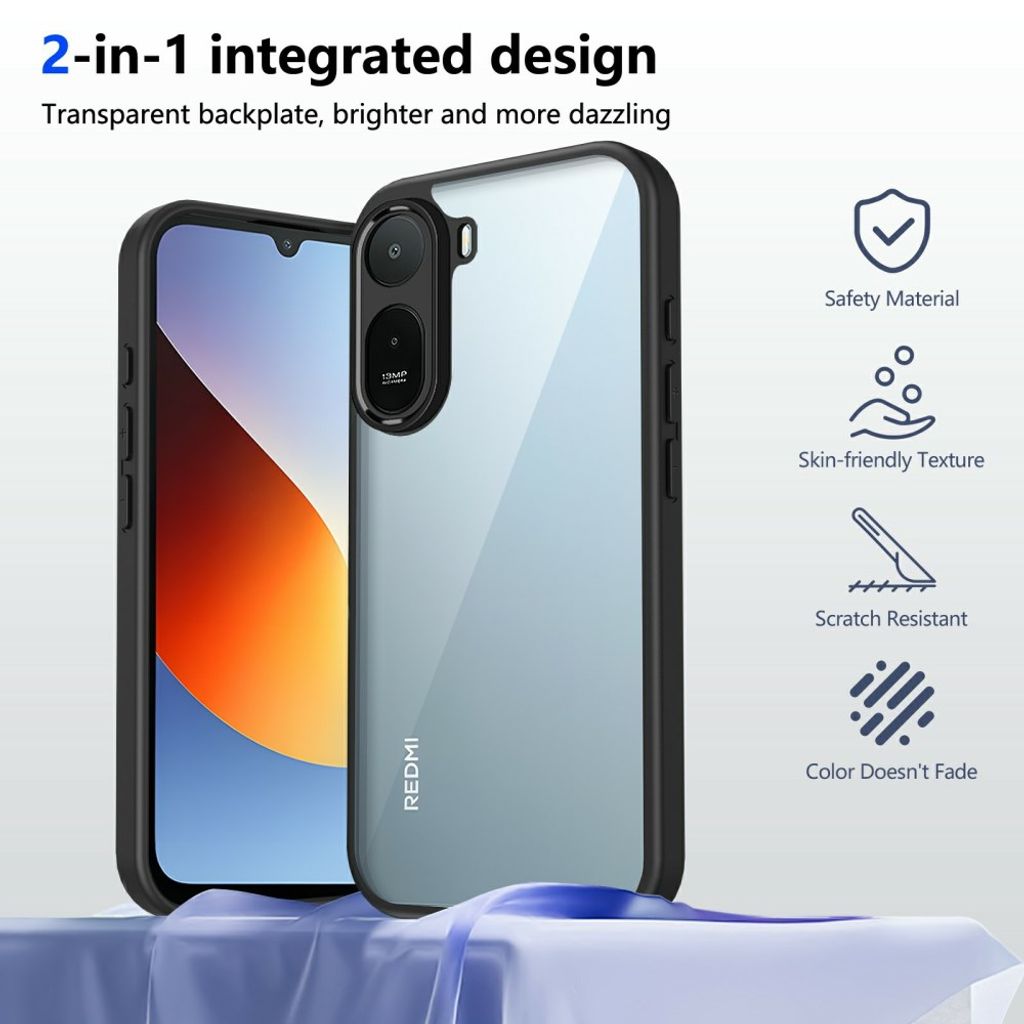 Xiaomi Redmi A7 Pro Kuori Kirkas Takaosa Musta
