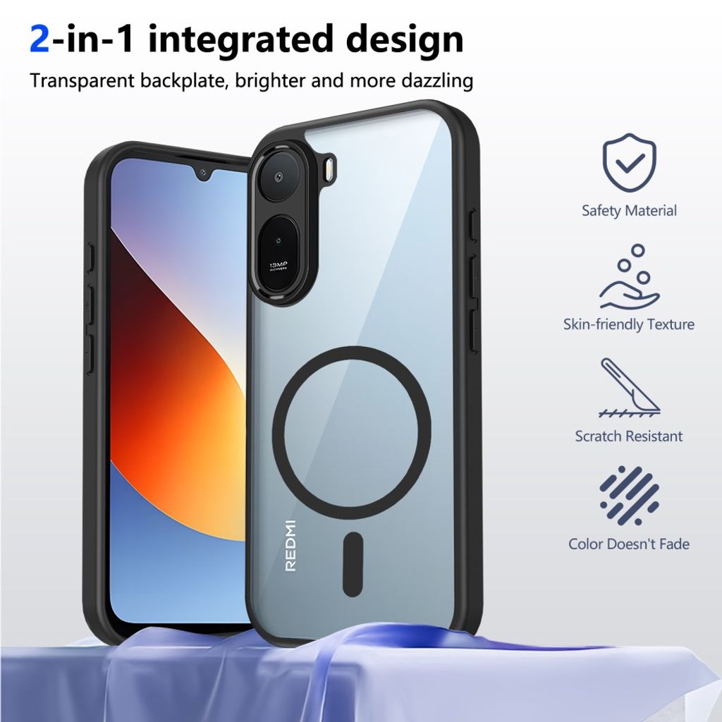 Xiaomi Redmi A7 Pro Kuori Kirkas Baksida MagSafe Musta