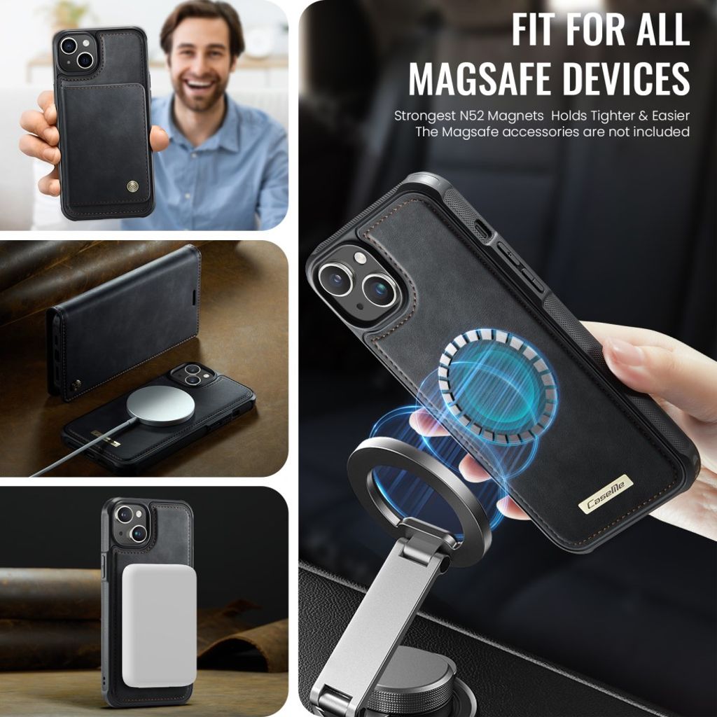 CaseMe iPhone 15 Kotelo C49 Series Musta