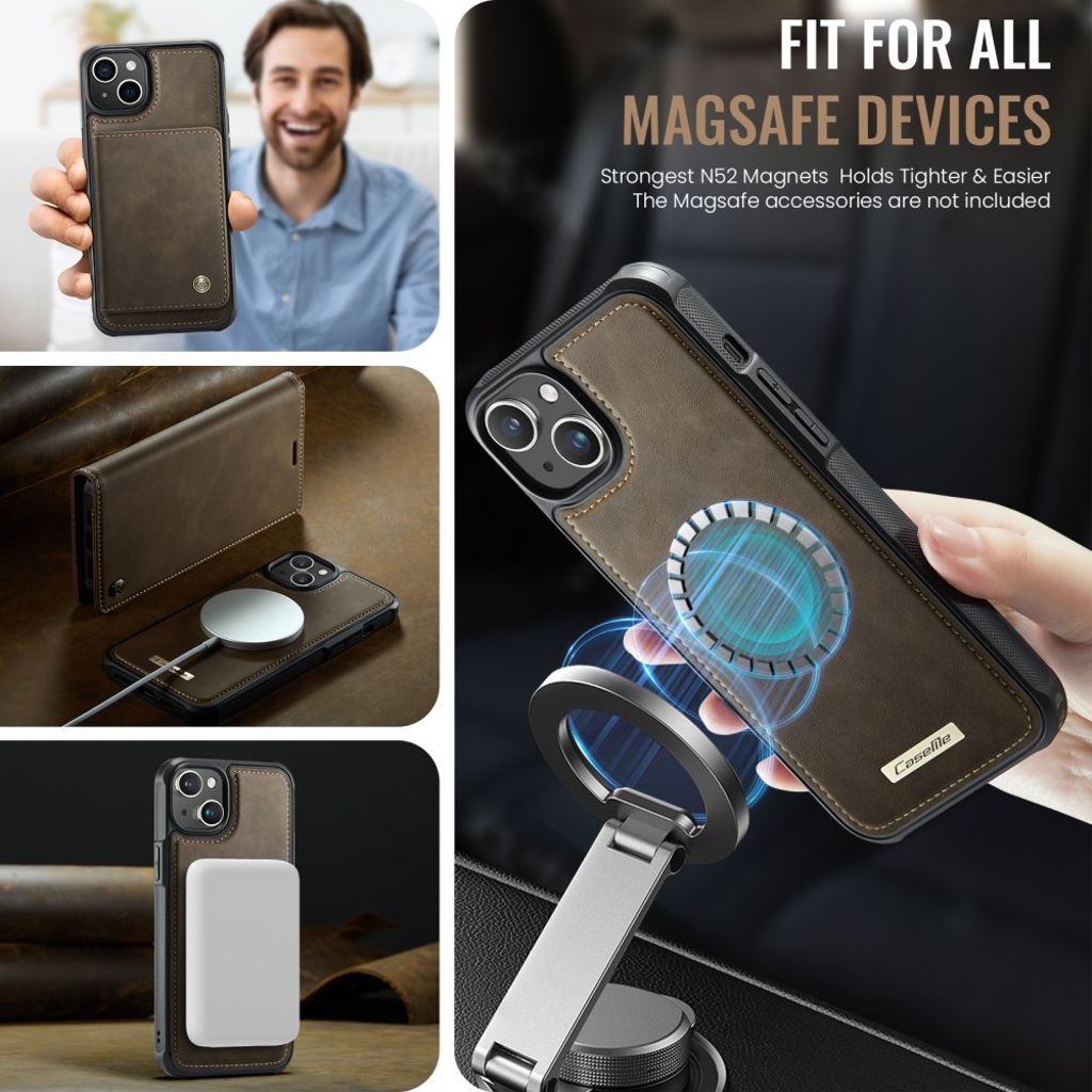 CaseMe iPhone 15 Kotelo C49 Series Ruskea