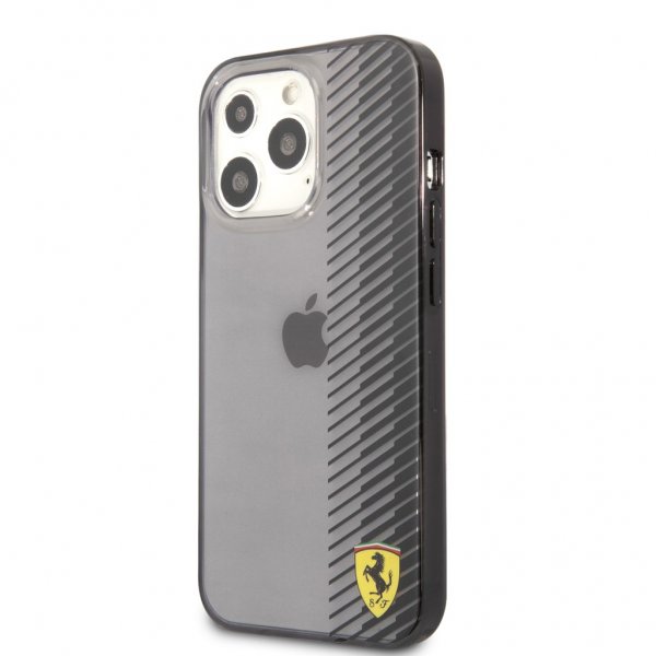 Ferrari iPhone 13 Pro -kuori, liukuvärjätty, painettu logo, musta