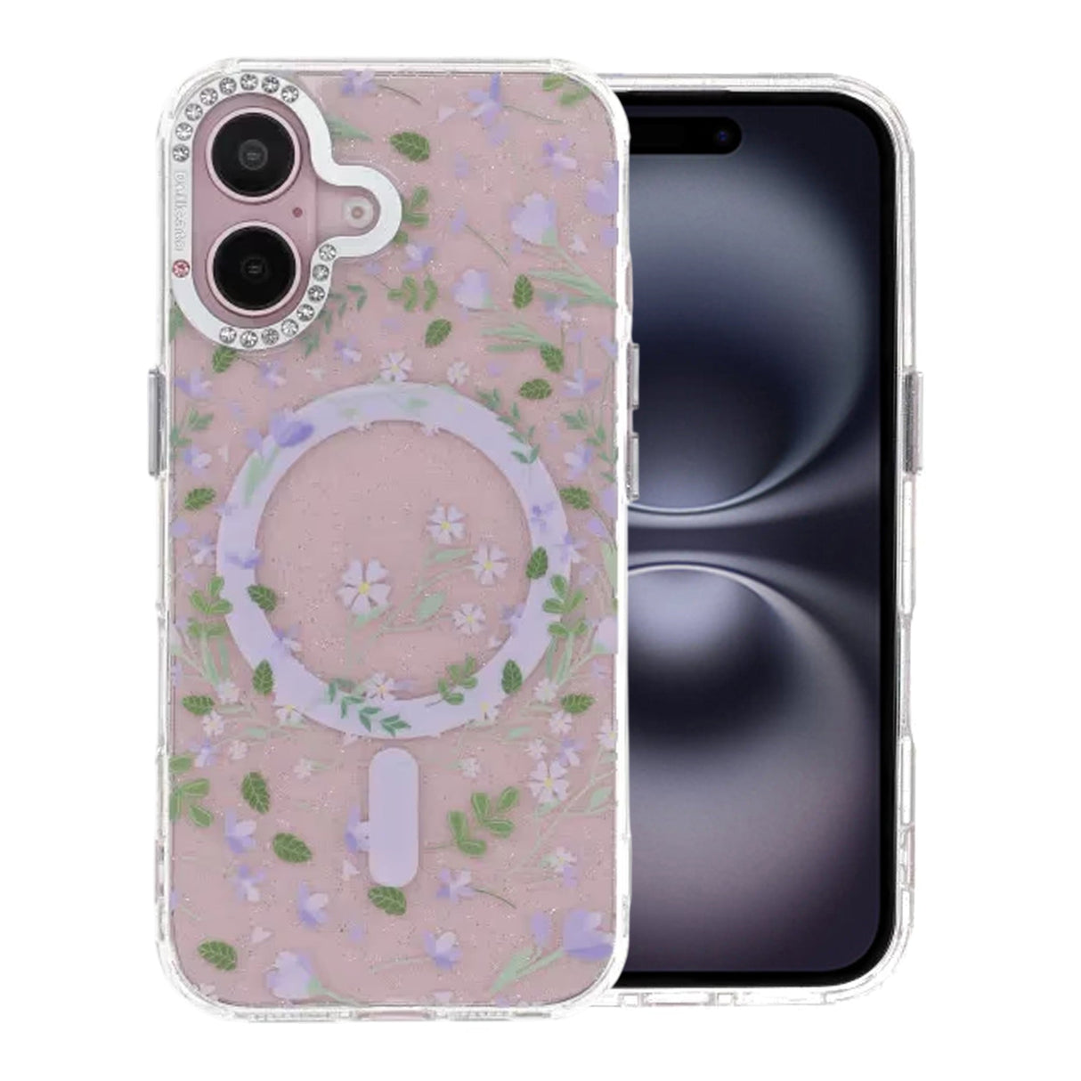 iPhone 16 Kuori Kukkakuvioinen MagSafe Violetti