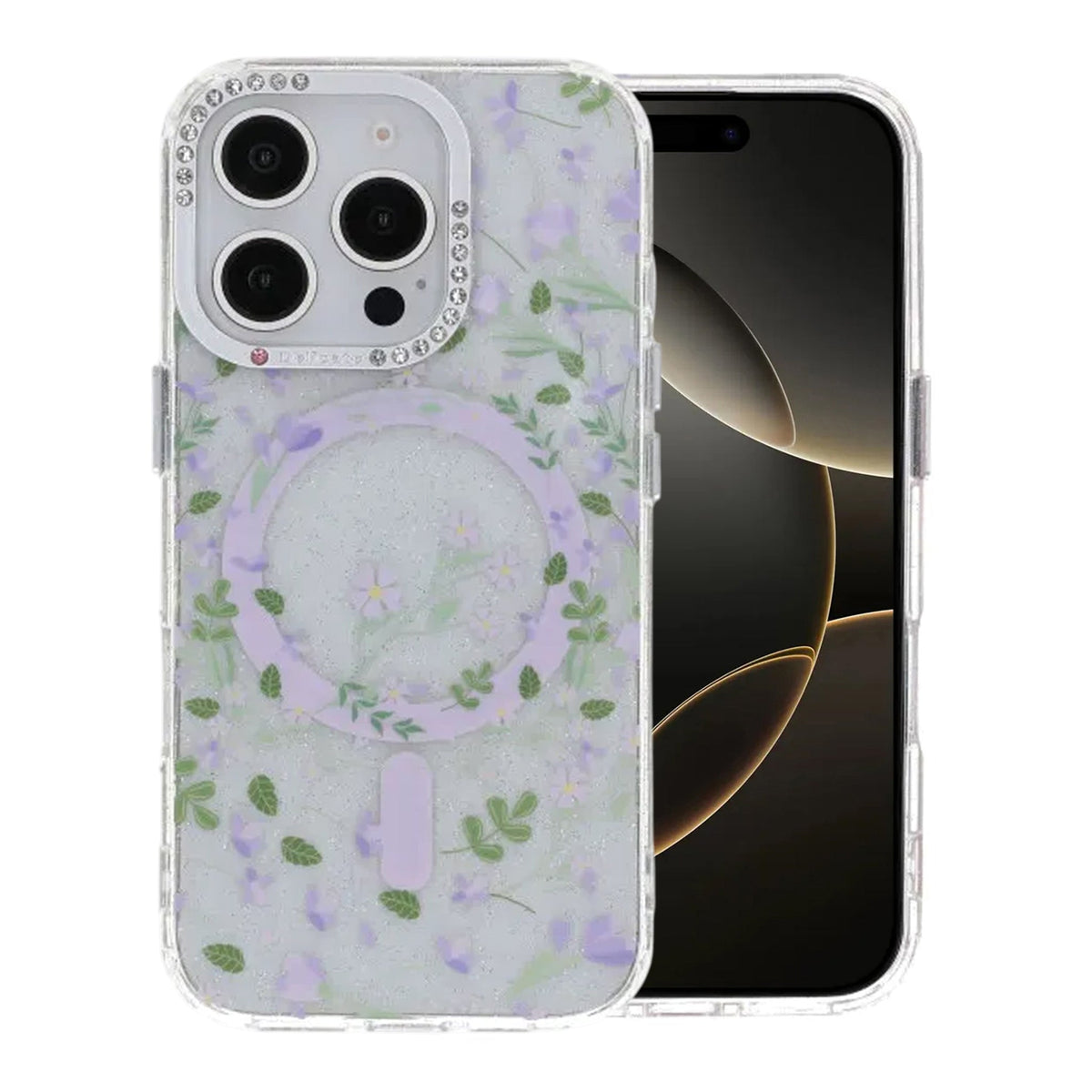 iPhone 16 Pro Kuori Kukkakuvioinen MagSafe Violetti