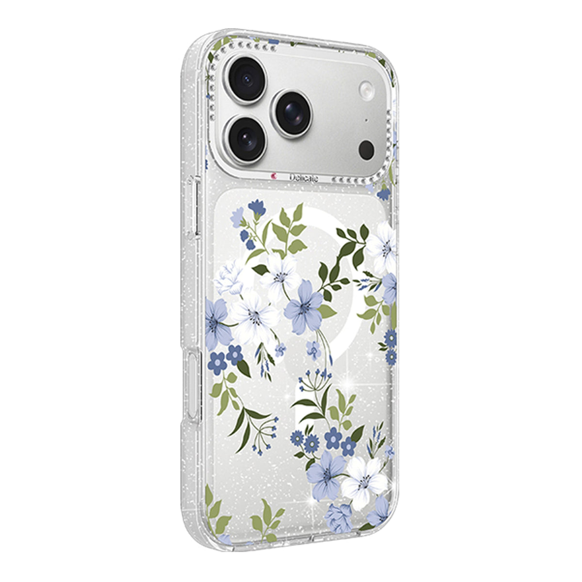 iPhone 17 Pro Kuori Kukkakuvioinen MagSafe Sininen