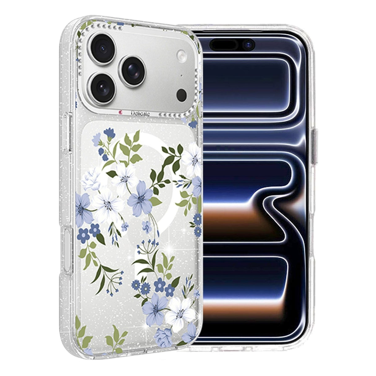 iPhone 17 Pro Kuori Kukkakuvioinen MagSafe Sininen