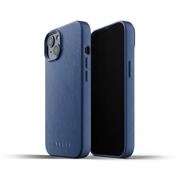 Mujjo iPhone 13 -kuori, täysnahkakotelo Monaco Blue