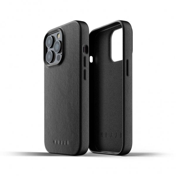Mujjo iPhone 13 Pro -täysnahkakotelo, musta