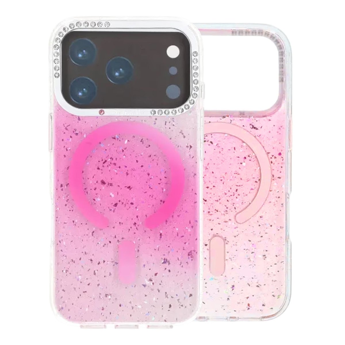 iPhone 17 Pro Kuori Glitter Diamond MagSafe Vaaleanpunainen
