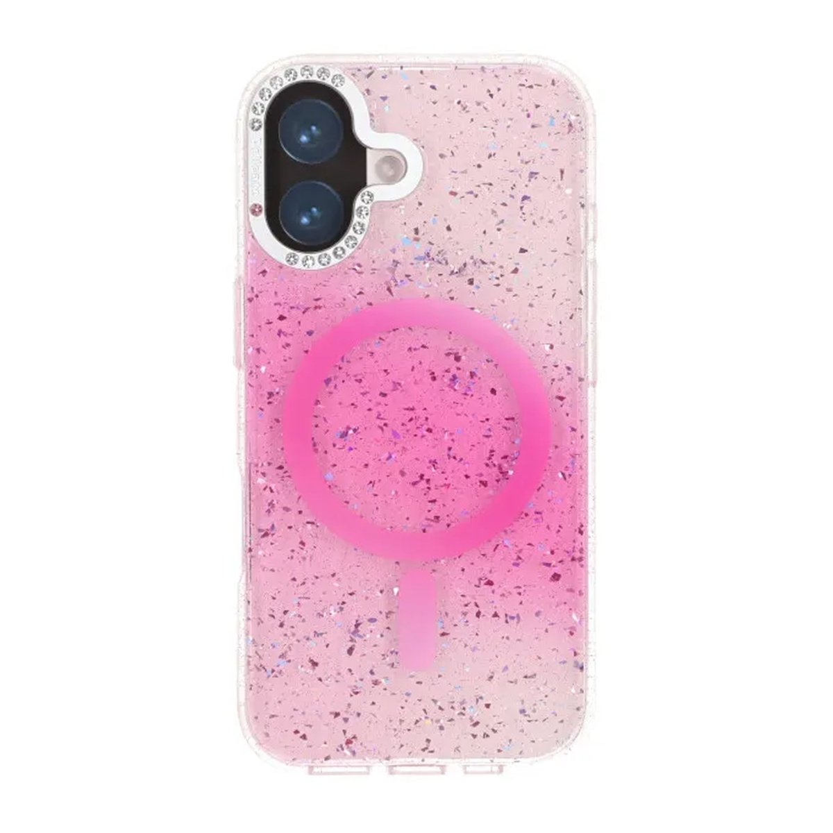 iPhone 17 Kuori Glitter Diamond MagSafe Vaaleanpunainen