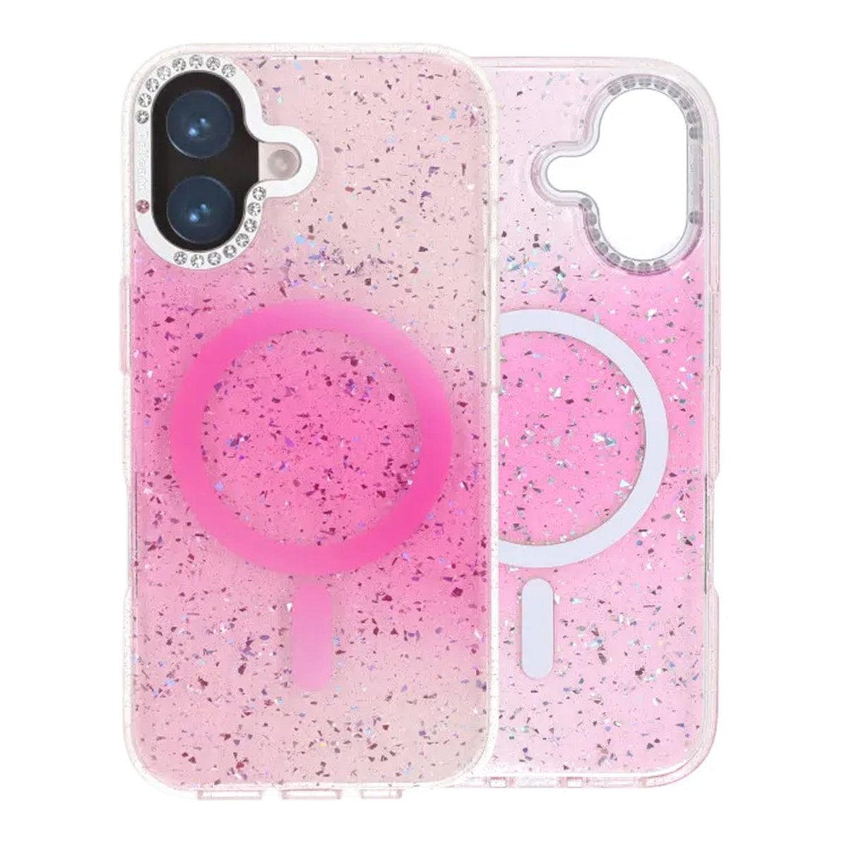 iPhone 17 Kuori Glitter Diamond MagSafe Vaaleanpunainen