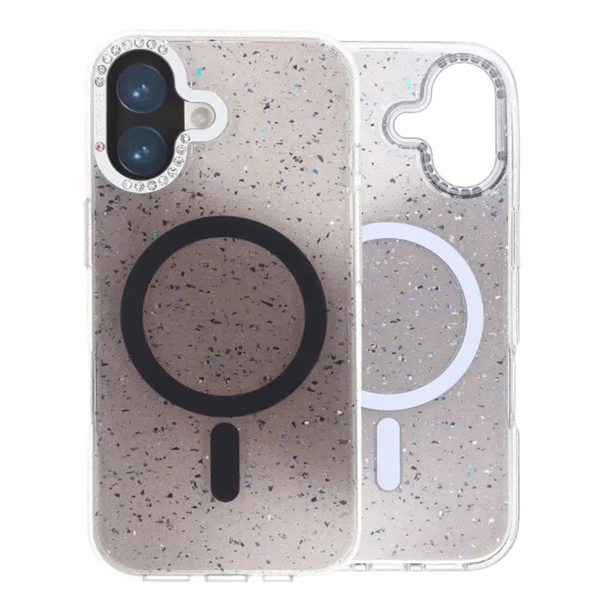 iPhone 17 Kuori Glitter Diamond MagSafe Musta