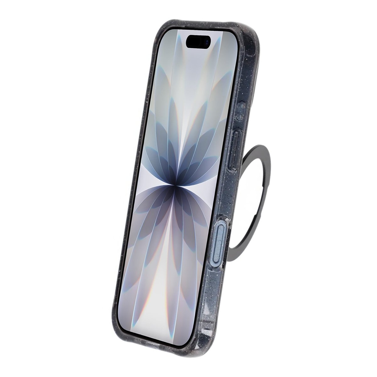 iPhone 17 Kuori Glitter Teline MagSafe Musta