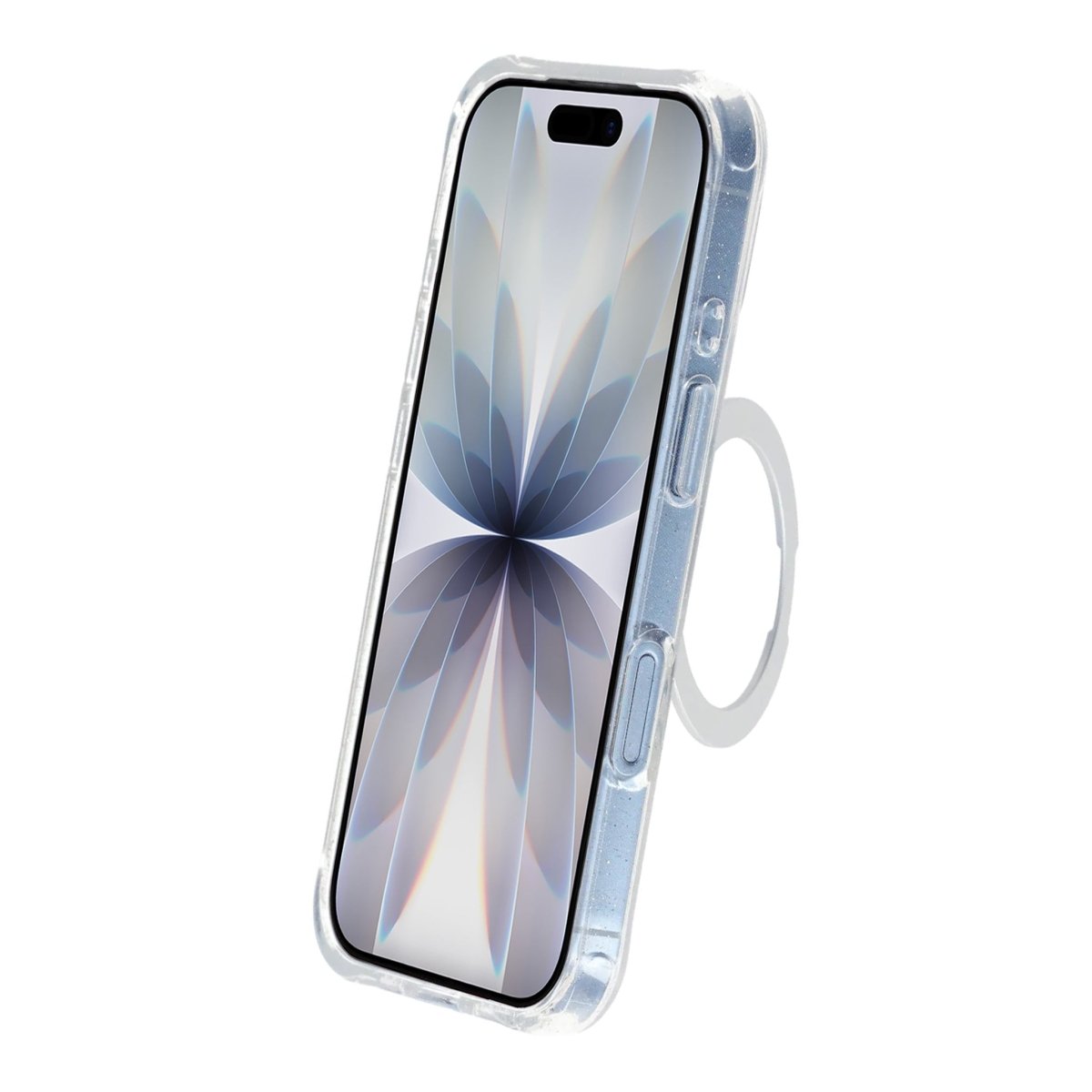 iPhone 17 Kuori Glitter Teline MagSafe Valkoinen