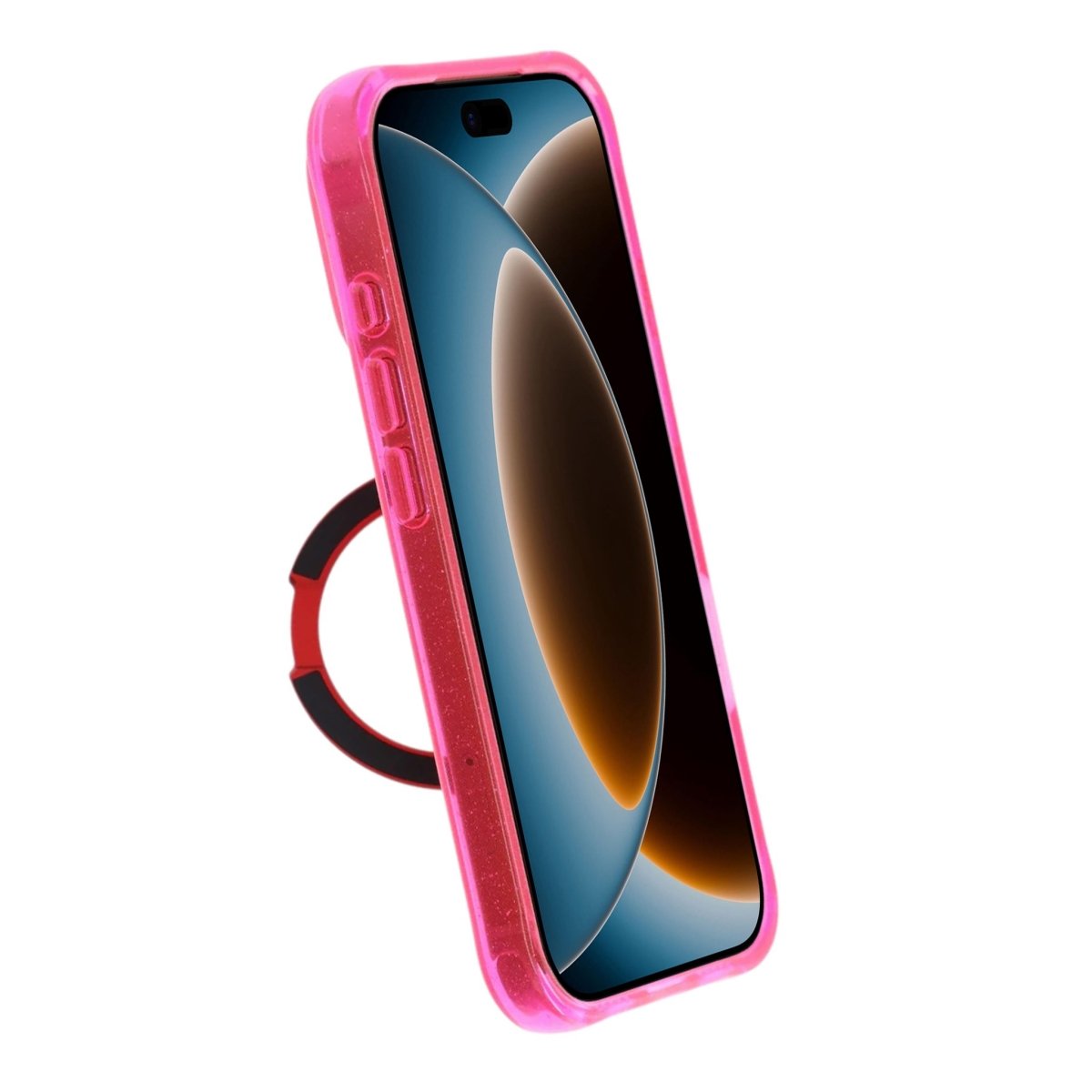 iPhone 17 Pro/iPhone 18 Pro Kuori, glitteriä, teline, MagSafe, Punainen