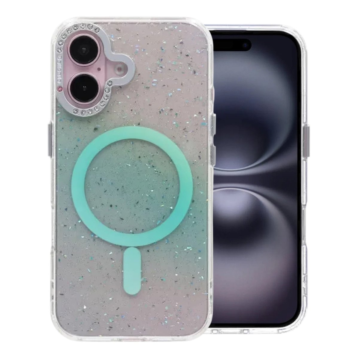 iPhone 16 Kuori Glitter Diamond MagSafe Vihreä