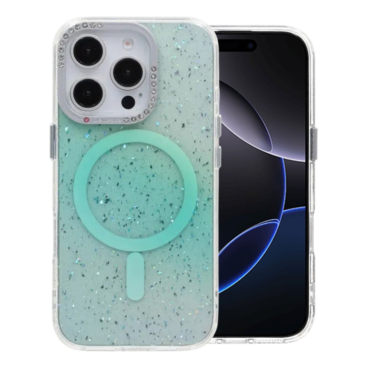 iPhone 16 Pro Max Kuori Glitter Diamond MagSafe Vihreä