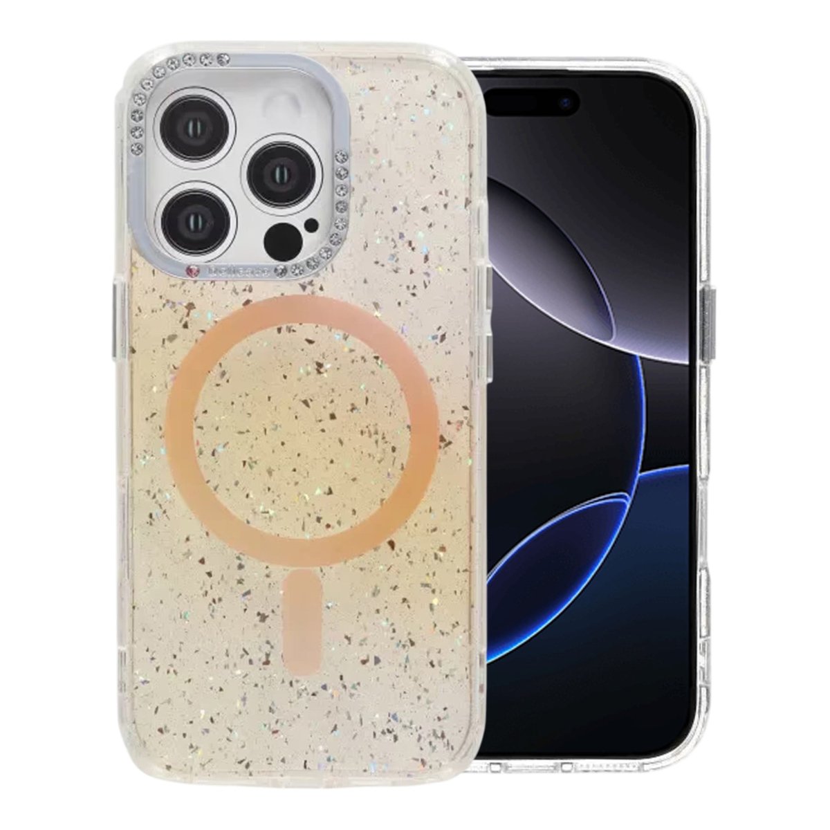 iPhone 16 Pro Max Kuori Glitter Diamond MagSafe Kulta