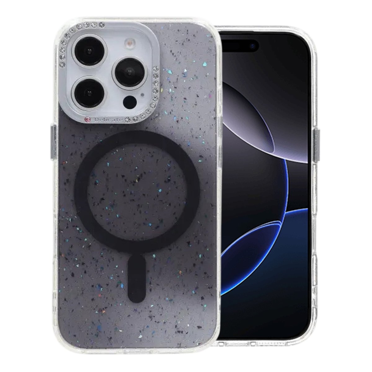 iPhone 16 Pro Max Kuori Glitter Diamond MagSafe Musta