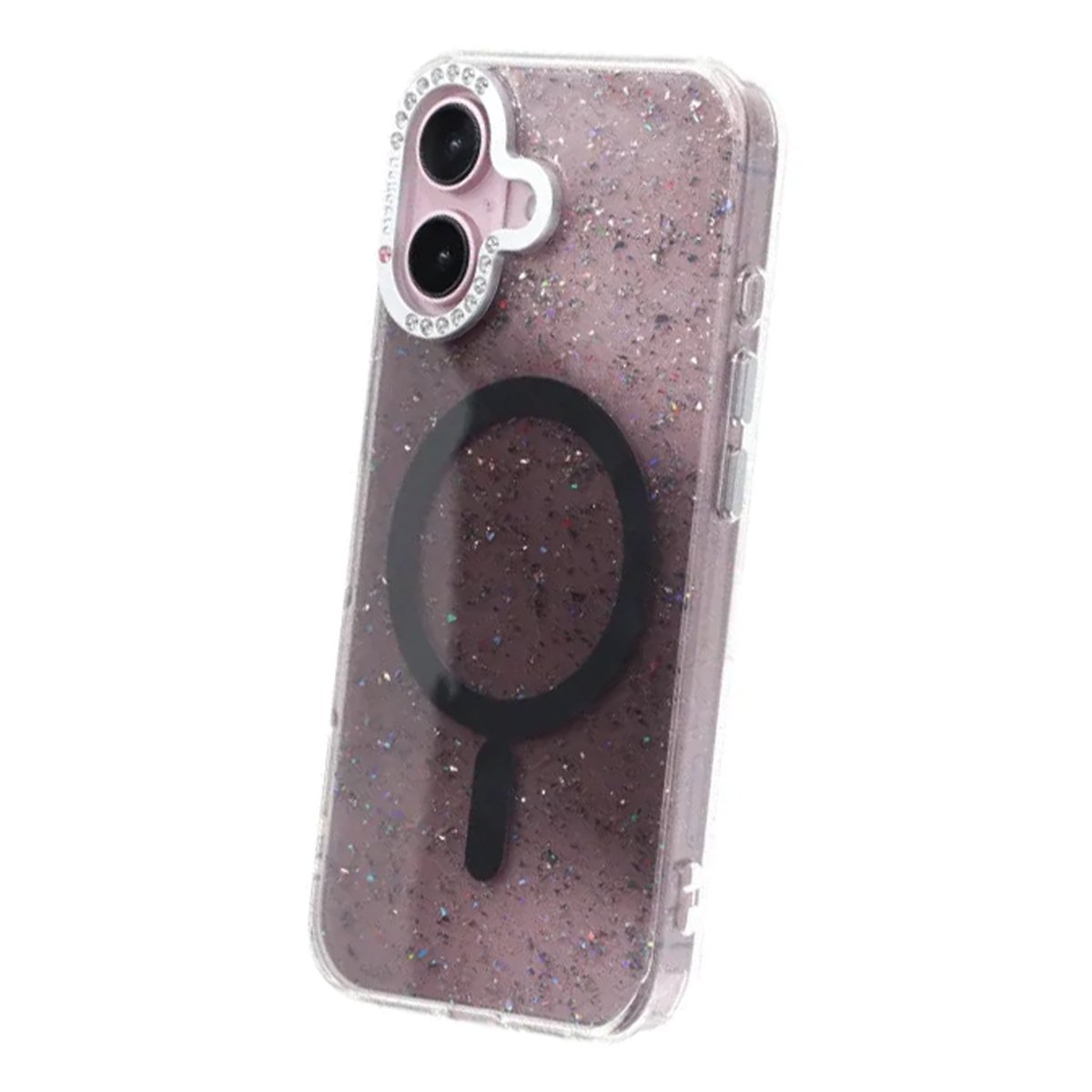 iPhone 16 Kuori Glitter Diamond MagSafe Musta