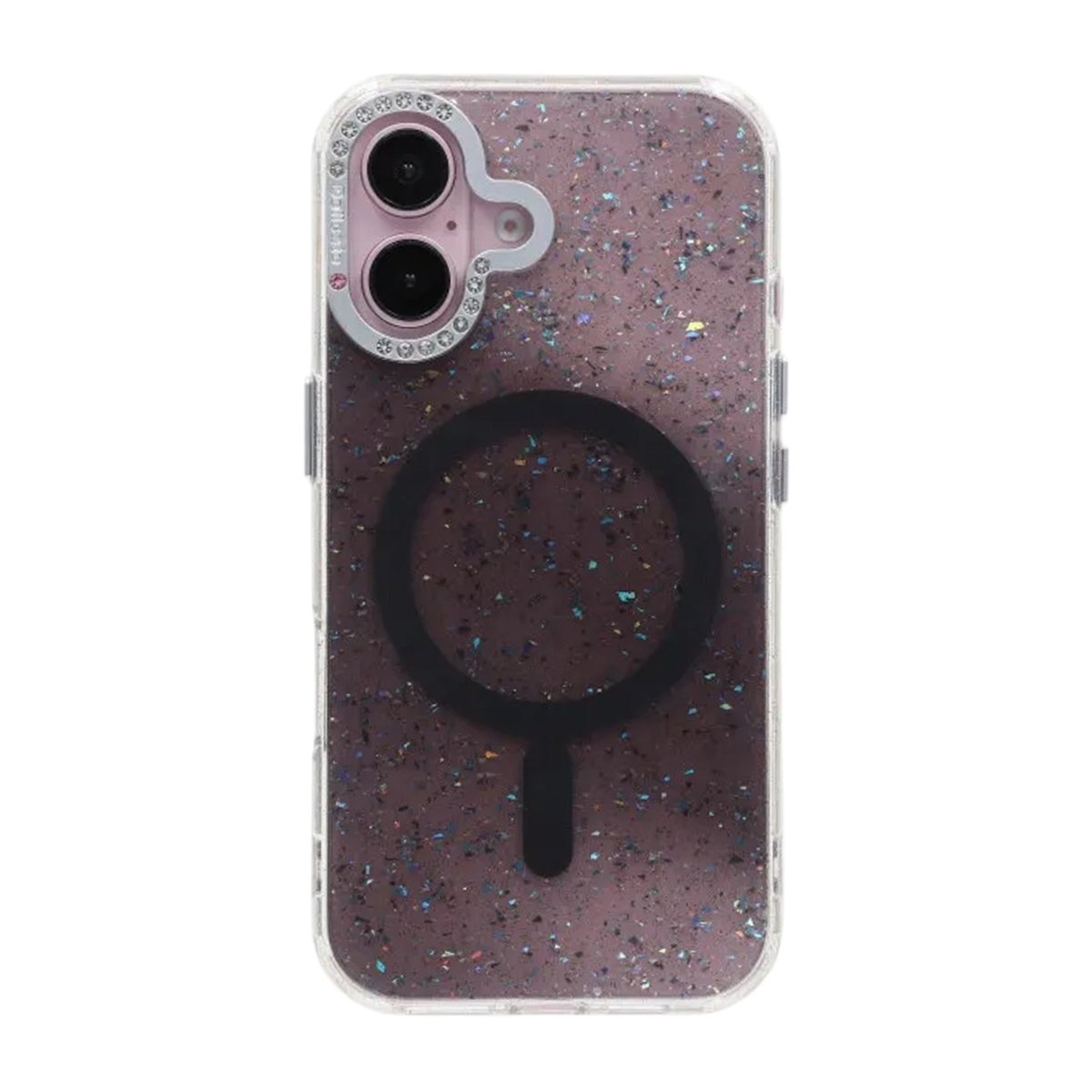 iPhone 16 Kuori Glitter Diamond MagSafe Musta