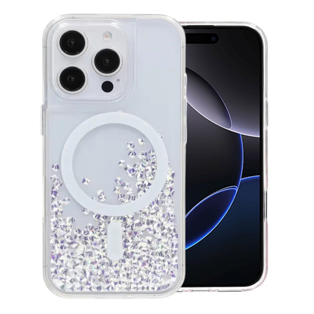 iPhone 16 Pro Kuori Diamond Quicksand MagSafe Valkoinen