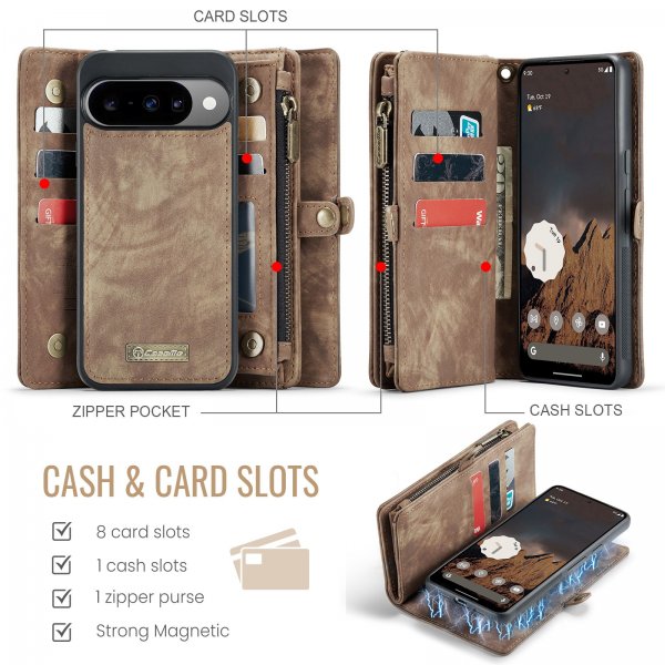 CaseMe Google Pixel 10/Pixel 10 Pro -kotelo 008 Series Irrotettava kuori Ruskea