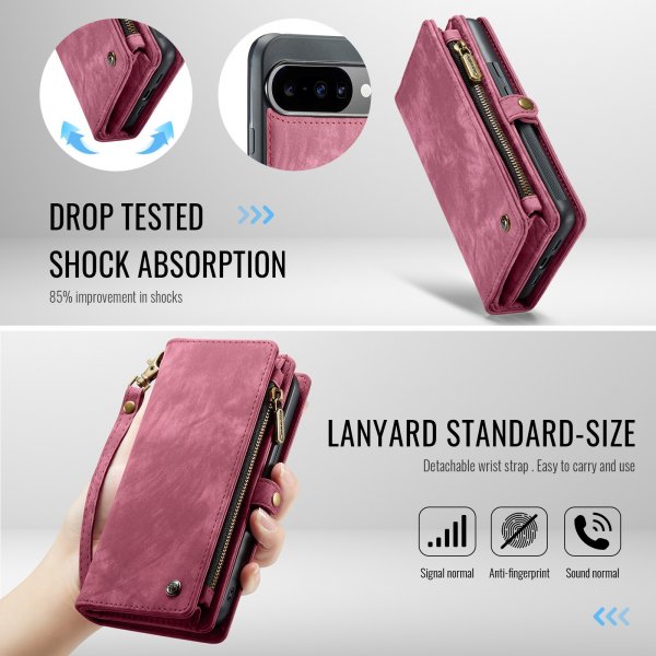 CaseMe Google Pixel 10/Pixel 10 Pro -kotelo 008 Series irrotettavalla kuorella, punainen